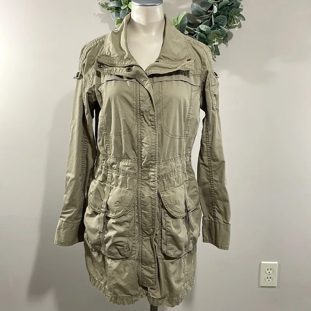 Eddie Bauer Cargo Field Safari Khaki Tan Utility Jacket S
